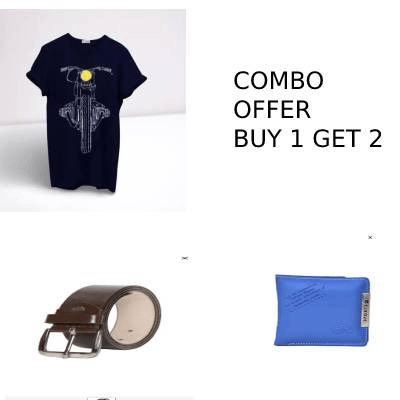 Combo Pack of black t-shirt , wallet , waist belt